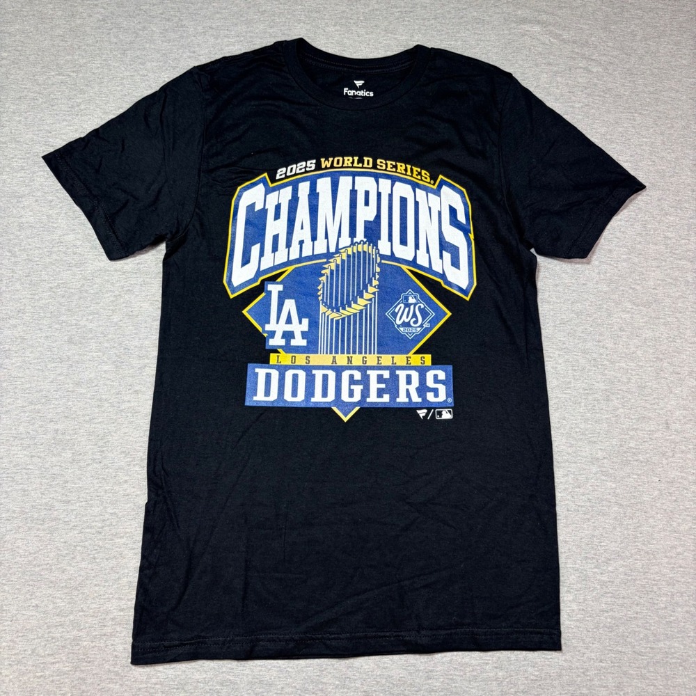 Fanatics LA Dodgers 2025 World Series Champions T-Shirt Mens Small Black